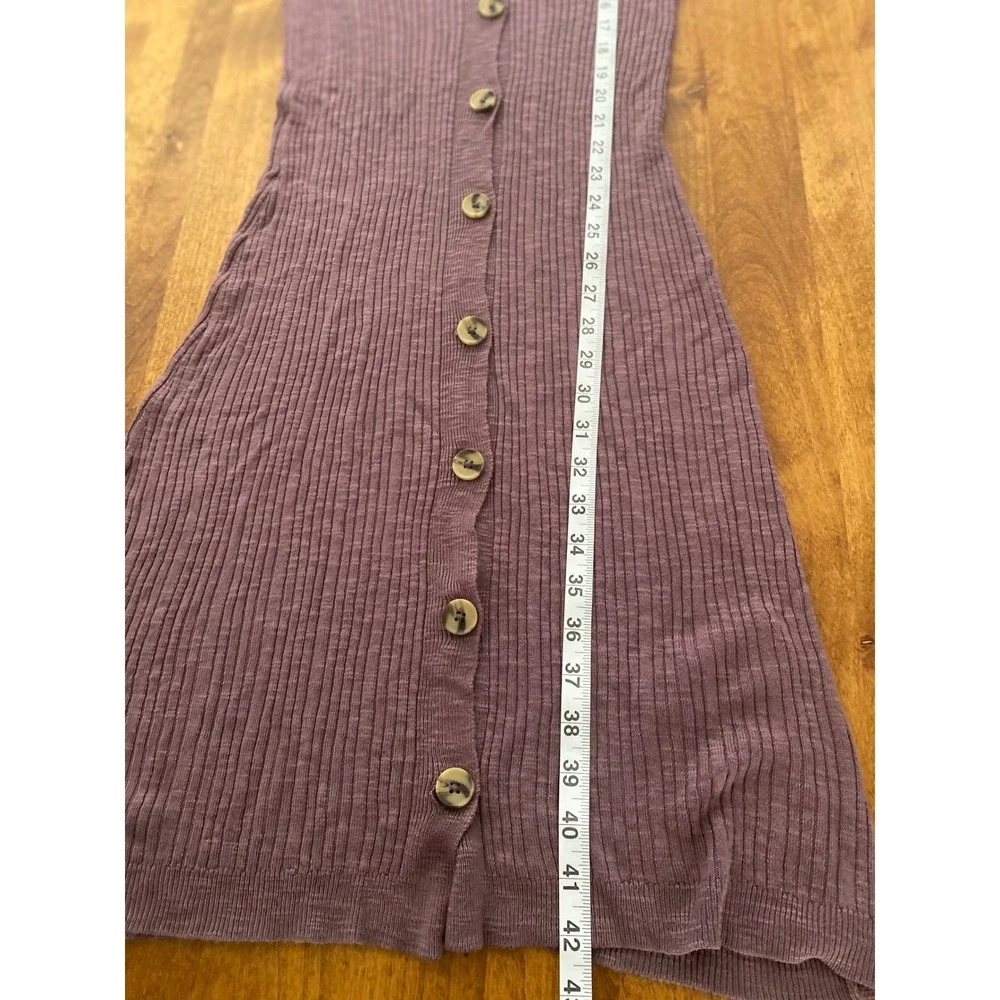 Free People Date Night Ribbed Sweater Dress Small Button Front Midi Mauve
